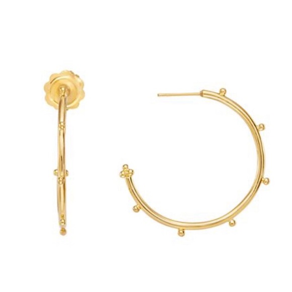 18k Gold Medium Hoop Earrings by Temple St Clair - Picture 2 of 8